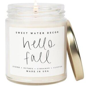 9oz Hello Fall Cinnamon, Apples, and Clove Autumn Scented‎ Soy Candle for Home